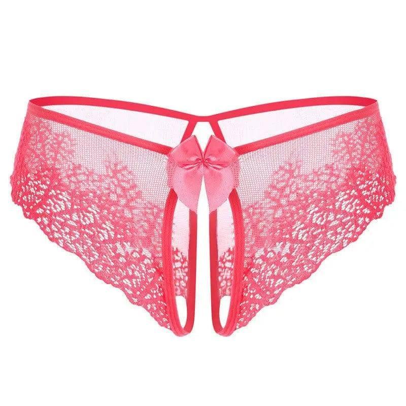 Lace Bow Sexy Non-take-off Thong Sexy Lingerie-WatermelonRed-4