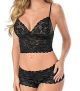 Elegant Lace Lingerie Set - Women's Comfort Fit Intimates-black-3