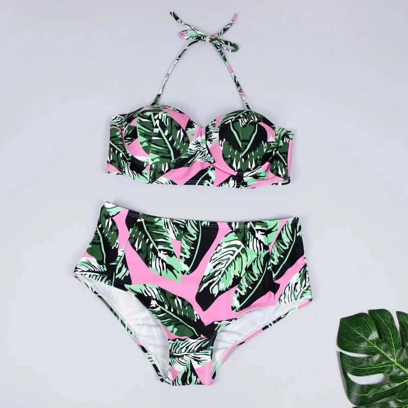 Ladies Swimsuit Fashion Print Ladies Split Swimsuit-D-2