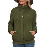 Lamb Plush Cardigan Jacket Double-sided Plush Jacket Coat-Green-2