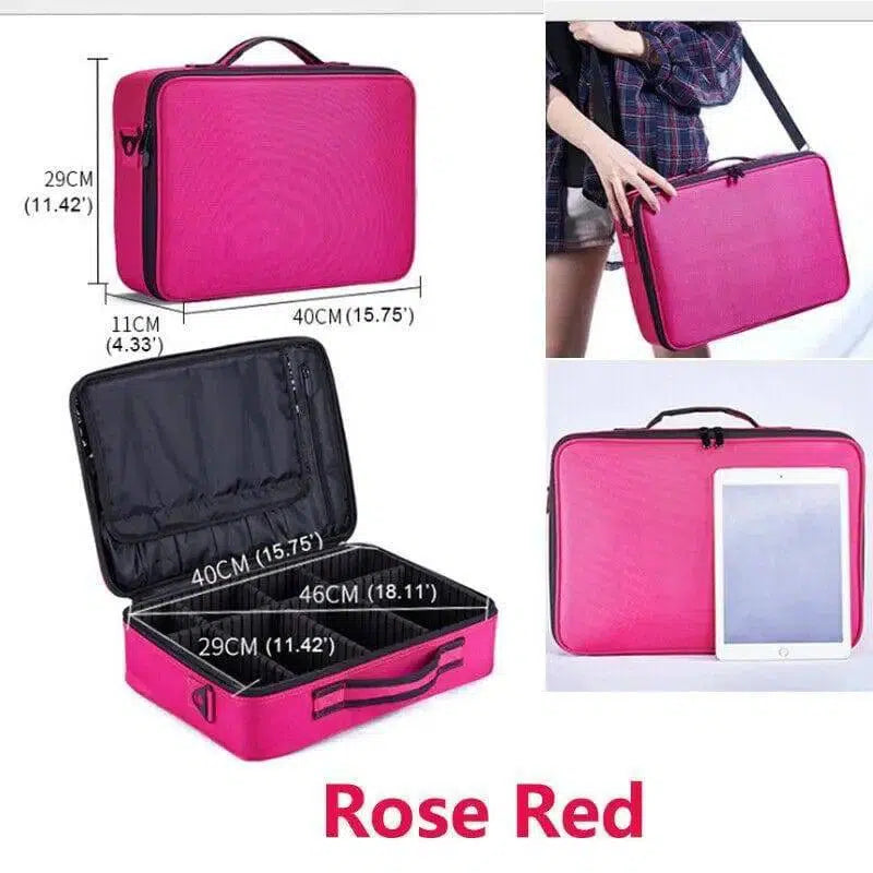 Large-capacity Multifunctional Portable Cosmetic Bag-Pink2layers-14