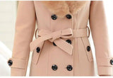 Large fur collar woolen coat-4