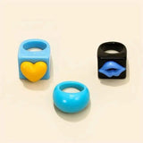 LOVEMI - Lovemi - 3pcs Korean geometric resin ring ins net red new