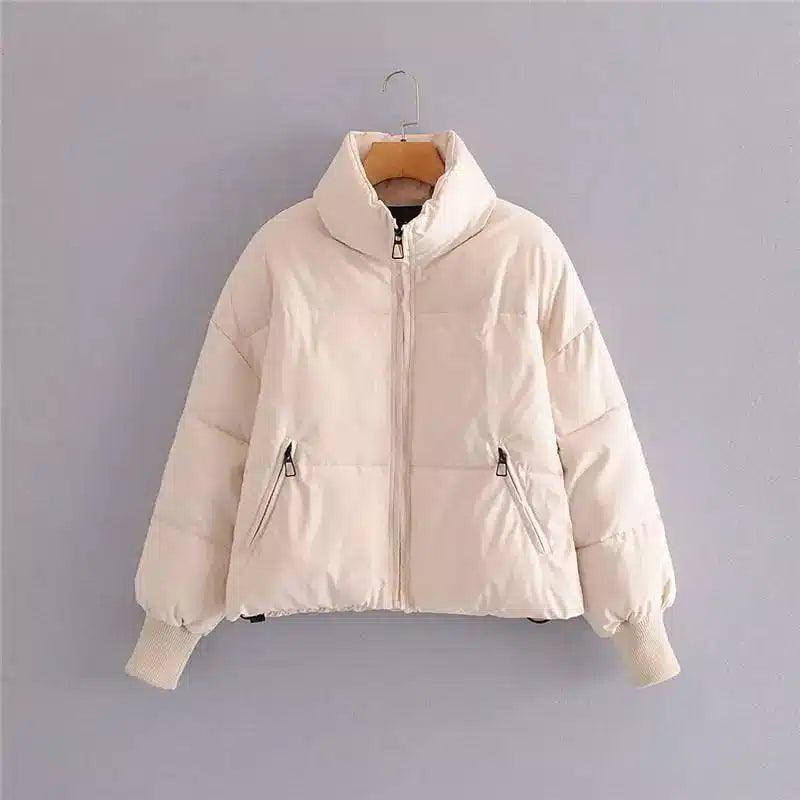 Autumn and Winter Casual Loose Bread Coat Cotton Jacket-Beige-3