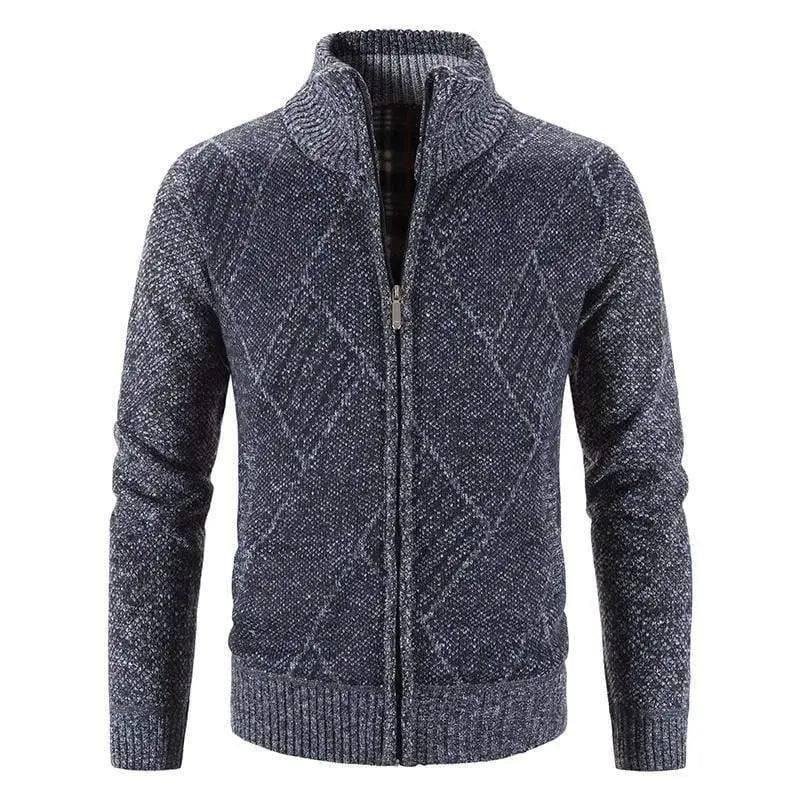 Autumn & Winter Men Sweater Jackets Cross-Line Zipper Slim-Dark Gray-1