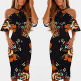 Bodycon Dress Halter Off Shoulder Robe Elegant Summer-6