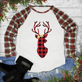 Reindeer Graphic Long Sleeve Casual Top-White-3