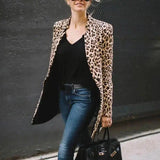 Stylish Leopard Print Women's Blazer-Leopard print-2