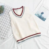 Knit Sleeveless Sweater Vest with Tie Detail-Apricot-2