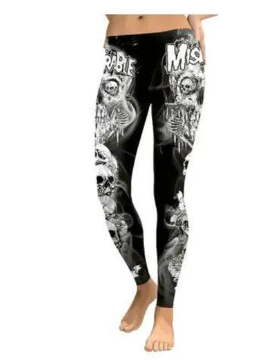 Color skull digital print tights-B-3