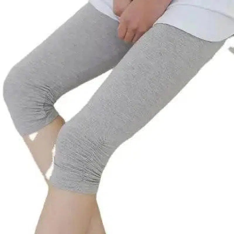 Cropped Pleated Cotton Plus Size Leggings-Grey-3