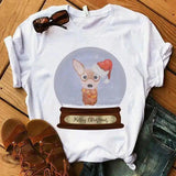 Cute Dog Print Casual T-Shirt for Summer-White6-7