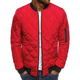 Diamond Stitched Small Padded Jacket-Red-3