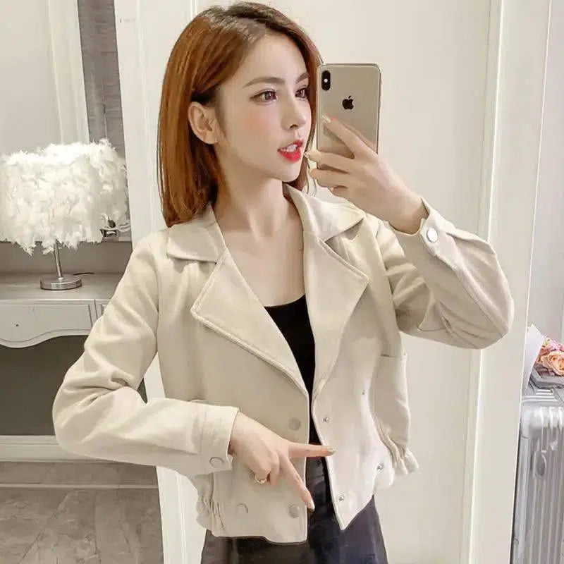 LOVEMI - Lovemi - Double breasted waist long sleeve short coat