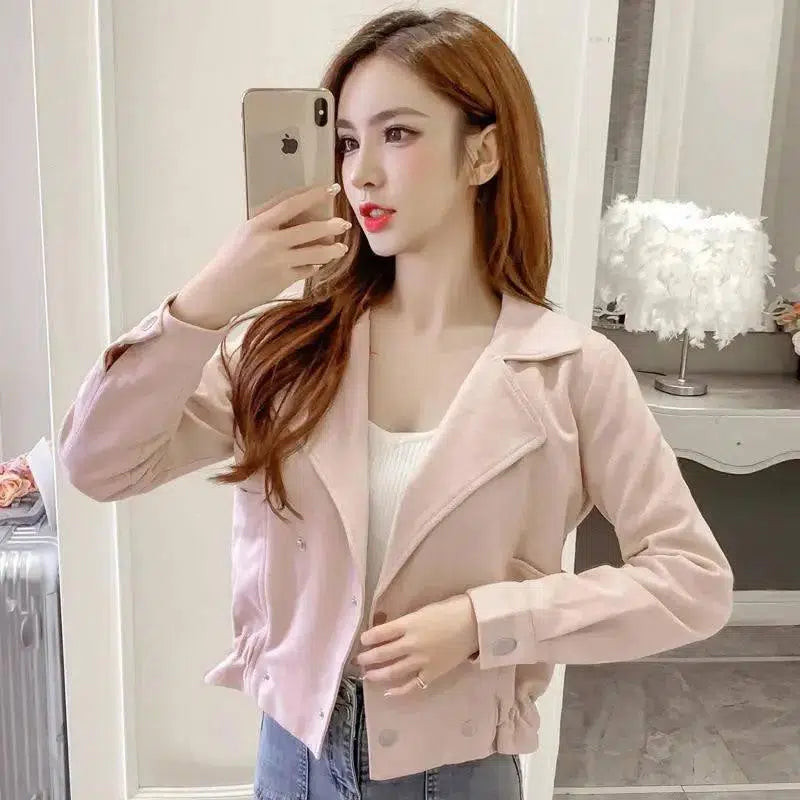 LOVEMI - Lovemi - Double breasted waist long sleeve short coat