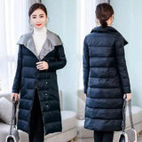 Women's Quilted Long Winter Coat-Black-3