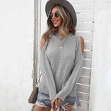 Dust My Shoulder Knitted Top-Grey-2