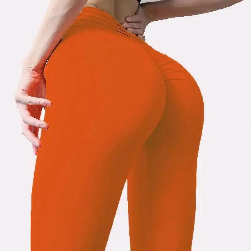 Elastic Waist Yoga Pants for Ultimate Comfort-Orange-4