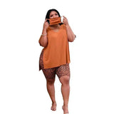 Women's Casual V-Neck Tee & Shorts Set-Orange-2