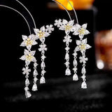 Fashion Flower Tassel Pendant Earrings For Women Wedding-2