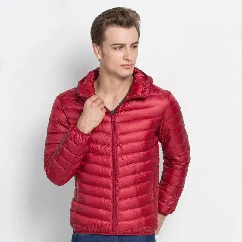 Fashionable And Simple Men's Lightweight Down Jacket-Red-2