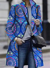 Women's Printed Lightweight Casual Blazer-Dark blue-6