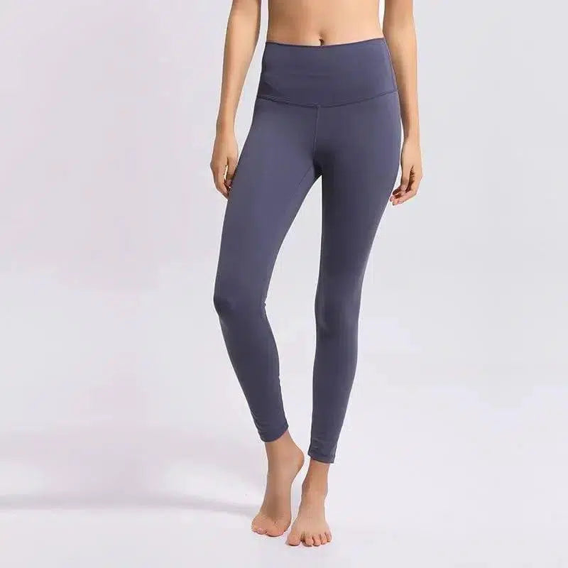 Fitness high waist tight cropped trousers-Light purple gray-3