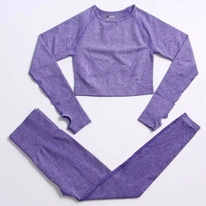 Women's Activewear Set - Gym Top & Leggings-Purple-11