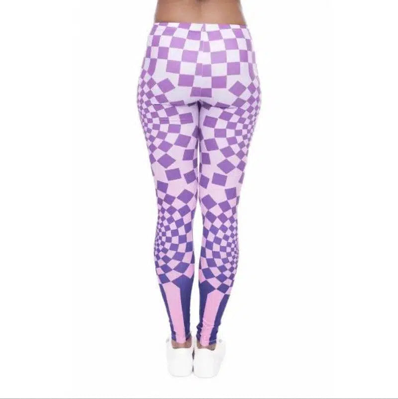 Geometric block printed cropped pants-Purple-3