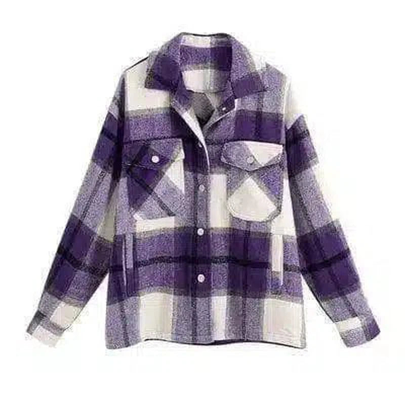 LOVEMI - Lovemi - Green plaid double pocket soft ni coat