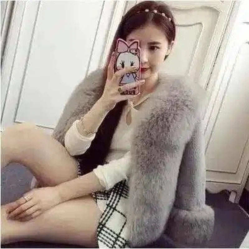 High imitation fox lazy rabbit fur coat fur coat rabbit fur-gray-1