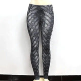 High Waist Iron Weave Print Push Up Yoga Workout Leggings-Black-3