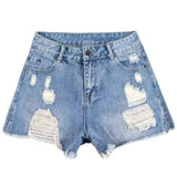 High Waist Ripped Denim Shorts-7