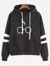 Hooded Pullover Sweatshirt with Graphic Design-Black-1