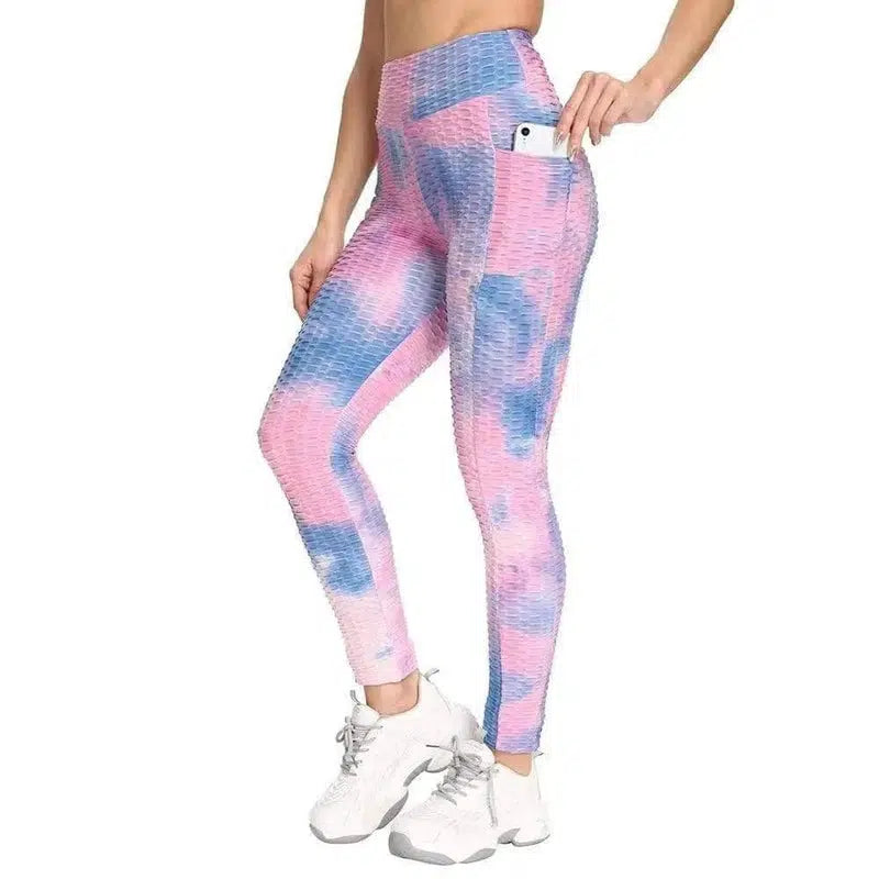 Ink Tie-Dye Jacquard Side Pocket Yoga Pants-Purple-4