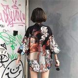 Kimono cardigan boys and girls thin coat-Black smoke scene-8