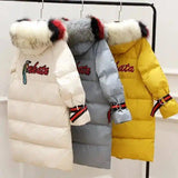 Large fur collar mid-length down jacket-1