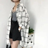 LOVEMI - Lovemi - Large Size Plaid Shirt Women Loose Long-sleeved