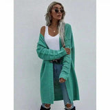 Women's Long Knit Cardigan Sweater-Green-3