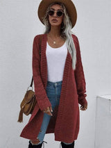 Women's Long Knit Cardigan Sweater-Red-6