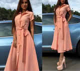 Long Shirt Dress-Pink-7