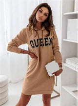 LOVEMI - Lovemi - Long Sleeve Hooded Letter Sports Casual Dress