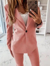 Stylish Women's Long Blazer for Office Wear-Pink-4