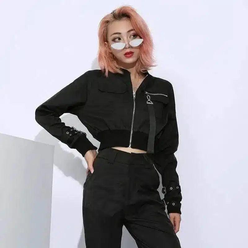 LOVEMI - Lovemi - Long Sleeve Zip Jacket High Waist Jacket