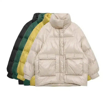 Puffer Jacket with High Collar and Pockets-1