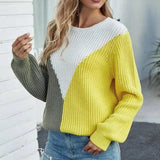 Women's Knit Pullover Sweater Casual Fit-Yellow-2