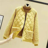 Quilted Jacket with Fleece Lining & Pockets-Yellow-5