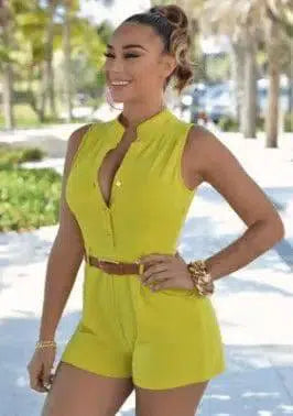 Loose Slim Casual Jumpsuit-Yellow-27