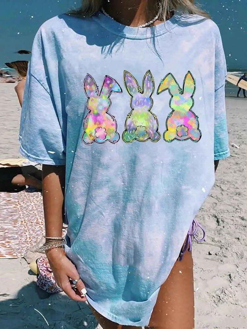 Bunny Graphic Oversized T-Shirt for Beachwear-9Style-1