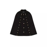 Stylish Black Wool Cloak for Every Occasion-Black-2